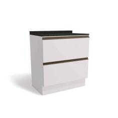 Balcão de Cozinha c/ Tampo Maxxi G755 c/ 2 Gavetas 80cm Branco/Preto - Kappesberg