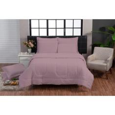 Kit Edredom Italiano3 Peças 100% Algodão Dupla Face Capuccino e Branco