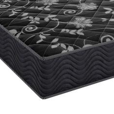 Cama Box Casal 138 Matelassê Onda Preto com Colchão Lisboa Espuma D28 