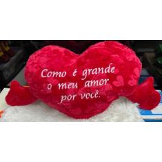 Coração De Pelúcia Com Mãos Eu Te Amo Dizeres Namorado 70cm(FE6850) - 