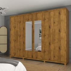 Guarda Roupa Casal Com Espelho 6 Portas Absolut New Madeirado Com Pés 