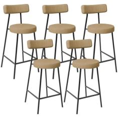 Kit 05 Banquetas Baixa Para Cozinha Sala De Jantar Bancada Milão L02 L
