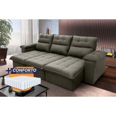 Sofá Retrátil/Reclinável Verona 2,30m Suede Velut Tabaco c/ Molas Ensa