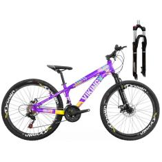 Bicicleta Aro 26 VikingX Tuff25 2x9 18 Velocidades Freio Hidráulico Suspensão Trava no Ombro-Unissex