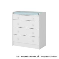 Cômoda Trocador 04 Gavetas Linha Doce Sonho Branco Qmovi