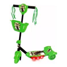 Patinete Infantil 3 Rodas Musical Luz e Som Dinossauro - Dmtoys 