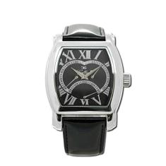 Gallucci Relógio de pulso automático de moda unissex com coroa de parafuso, segundos retrógrados e design de caixa em forma de barril, Preto/preto, Elegante, exclusivo