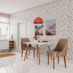 Conjunto com 2 Cadeiras de Jantar Diamante II Imbuia e Off White