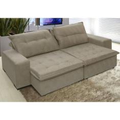 Sofá Austrália 2,12 Mts Retrátil e Reclinavel Tecido Suede Pluma Castor - Moveis Marfim