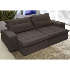 Sofá Austrália 2,12 Mts Retrátil e Reclinavel Tecido Suede Pluma Café - Moveis Marfim