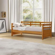 Sofá Cama Enjoy Mona Vintage em Madeira Maciça Imbuia Acompanha Nicho