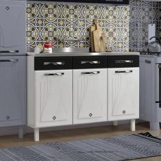 Balcão de Cozinha Aço Triplo Star New Telasul Preto