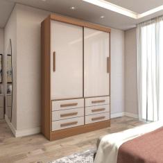 Guarda-Roupa Solteiro Guaianases 2 Portas 6 Gavetas Cinamomo/Off White - Panorama Móveis