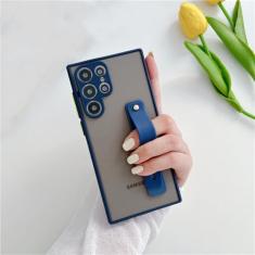 Suporte de pulseira para celular, capa translúcida para samsung s24 s23 ultra s22 s20 s21 plus fe note 20 a72 a52 a33 a13 a32 a21s, azul marinho, para a52