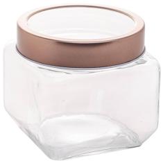 Pote de Vidro com Tampa Metal Rose Gold Lyor 800ml Gastro Porta Mantimentos Potinho