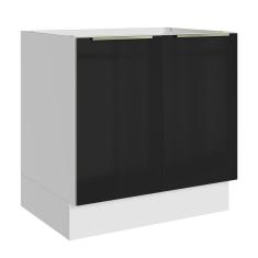 Balcão Madesa Lux 80cm 2 Portas Branco Preto