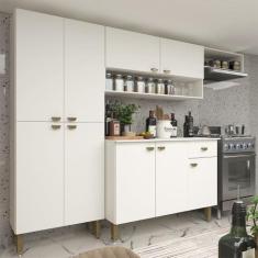 Armário de Cozinha Modulada Completa Compacta Balcão Madrid Branco 3 -