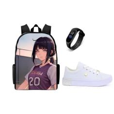 Conjunto Casual Masculino Lançamento Juvenil Mochila Tenis e Relogio -
