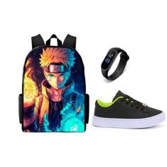 Conjunto Mochila Escolar lançamento juvenil Mais Tênis casual E Relógi