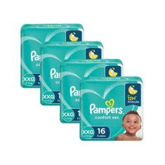 Kit Fralda Pampers Confort Sec Nova Pacotão Tamanho XXG 64 Unidades