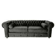 Sofá Chesterfield 03 Lugares 2.30 Cm Cor Cinza New Velu 012 Jr