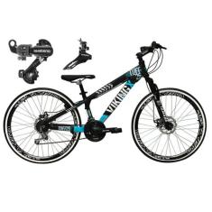 Bicicleta Aro 26 Vikingx Tuff Preto/Azul 21v Alumínio Câmbio Shimano F