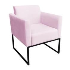 Poltrona Marisa Suede Base Metálica Preto rosa Bebê - D'ROSSI