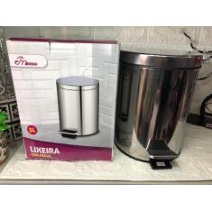 Lixeira Aço Inox Redonda 5 Litros Com Pedal Emborrachado - Emcasa - Br