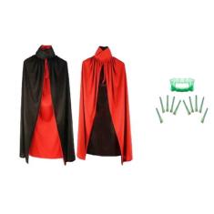 Fantasia Vampiro Infantil Capa Dupla Face Dentadura e Unhas - CM Prese