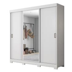 Guarda-roupa Com 3 Portas De Correr E Espelho Branco Nt5020 Notável Móveis Branco