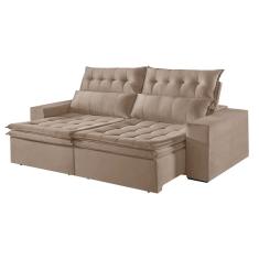 Sofá 5 Lugares Retrátil E Reclinável Martins M-118 Veludo Bege