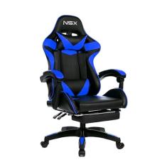 Cadeira Gamer Giratória Nsx Reclinável Estofado Cores Couro (AZUL)