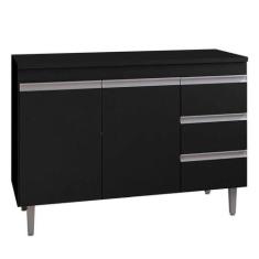 Balcão De Cozinha Andréia Com Tampo 100 Cm Preto Fosco - Ajl - AJL MÓV