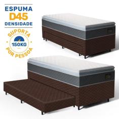 Cama Box com Colchao de Espuma D45 Pillow Top Fort Comfort + Auxiliar de Espuma Unique Solteiro 88cm