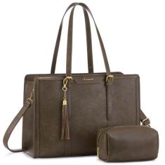 Bolsa para laptop LOVEVOOK, bolsa de couro vintage de 15,6" com bolsa