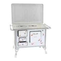 Fogão a Lenha Venâncio 02 Branco Florido com Tampa 2dftbr