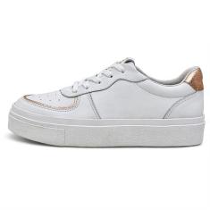 Tênis Feminino Gabi Branco Ouro Couro DIfranca - 015 - Fork, 35