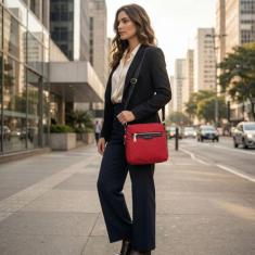 Bolsa Feminina Transversal Reforçada Pequena Zíper Expansivo Resistent