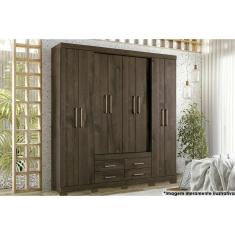 Guarda Roupa Casal Nápoles Ébano 8 Portas de Abrir 4 Gavetas Madeira Blush-Ébano Santos Andirá