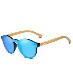 Óculos de Sol Kingseven Retro Hastes de Madeira Clara com Proteção Uv400 (Azul)