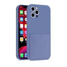 Capa de telefone de silicone Candy Color para iPhone 12 13 SE 2020 11 Pro Max XS X XR 6 7 8 Plus Porta-cartão de carteira Capa macia à prova de choque, cinza, para iPhone 7 Plus