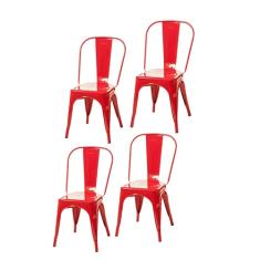 Conjunto 4 Cadeiras Tolix Neew House Vermelho Blood
