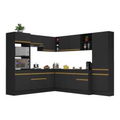 Armário De Cozinha Completa De Canto V2082 Dourado