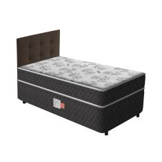 Cama Box Conjugada Solteiro Ortopédica D26 Unique + Cabeceira Cassis Marrom