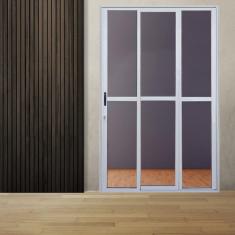 Porta Sacada de Alumínio 3 Folhas Sequenciais 210 x 200cm com Fechadura Linha 25 Branco