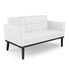 Sofá Namoradeira 2 Lugares Base de Madeira Preto Elisa Corino Branco D03 - D`Rossi