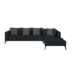 Sofá 5 Lugares Doha com Chaise Direito Poliéster Petróleo