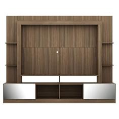 Rack c/Painel Tv 65" Portas c/Espelho Oslo Multimóveis Madeirado/lacca Fumê