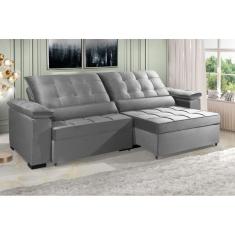 Sofá Retrátil e Reclinável RENEW 2.70m ESTILO ESTOFADOS - França Velusoft Cor "Prata"