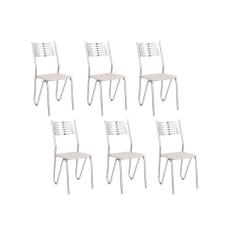 Cadeira Sala de Jantar Nápoles 2C045CR Kit 6 Un Cromado/Courano Branco - Kappesberg